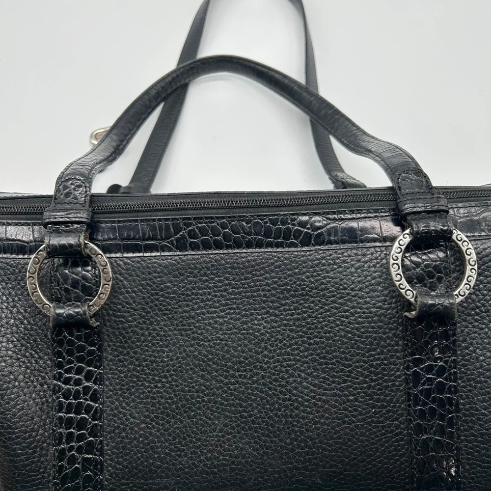 Brighton‎ Satchel Shoulder Bag Handbag Black Pebbled Leather EUC